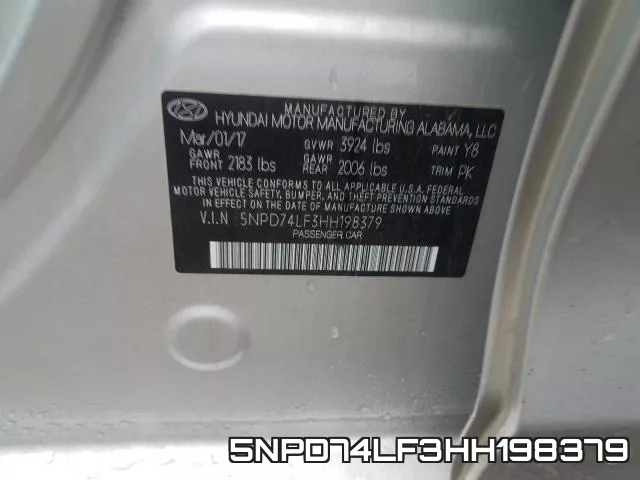 5NPD74LF3HH198379 фото 2