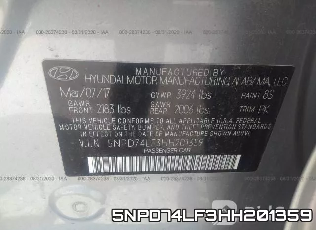 5NPD74LF3HH201359 фото 10