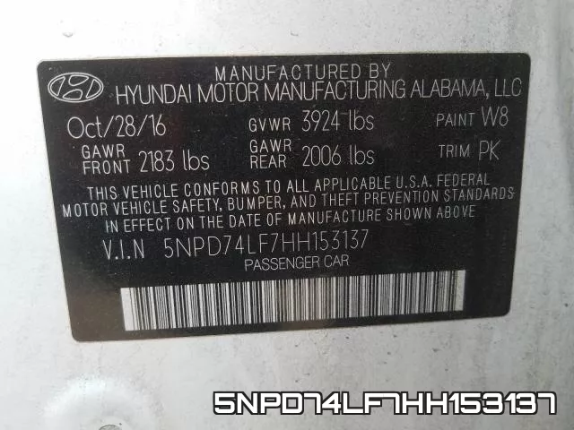 5NPD74LF7HH153137 фото 2