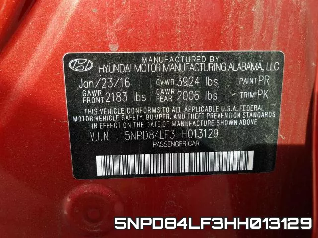 5NPD84LF3HH013129 фото 2