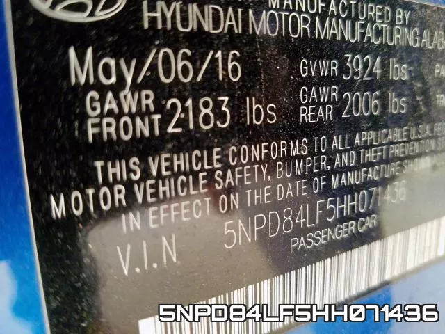 5NPD84LF5HH071436 фото 2