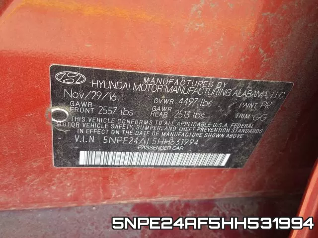 5NPE24AF5HH531994 фото 2