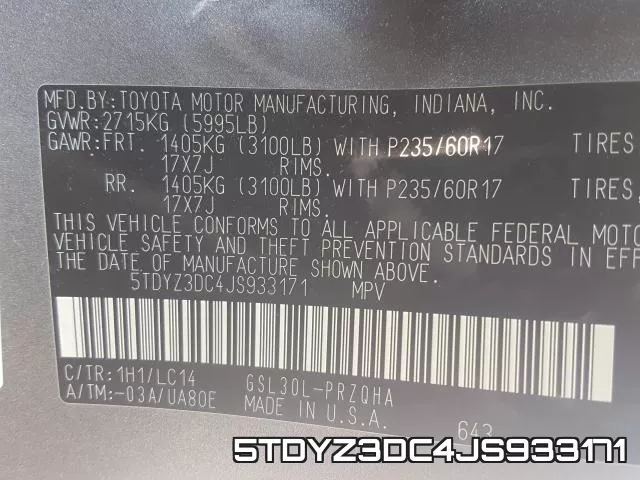 5TDYZ3DC4JS933171 фото 2