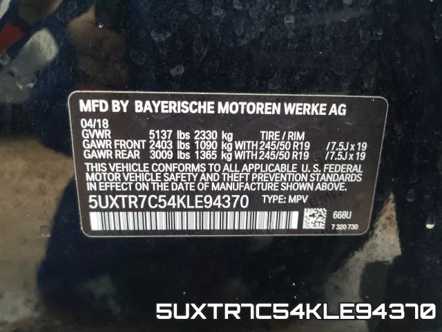 5UXTR7C54KLE94370 фото 2