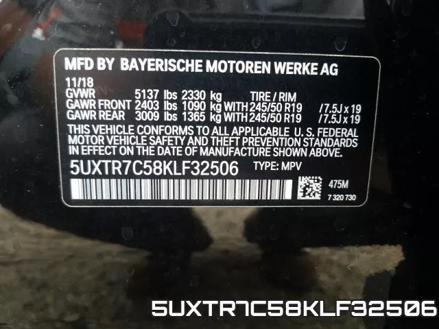 5UXTR7C58KLF32506 фото 2