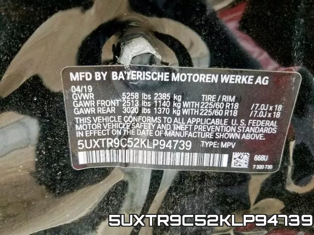 5UXTR9C52KLP94739 фото 2