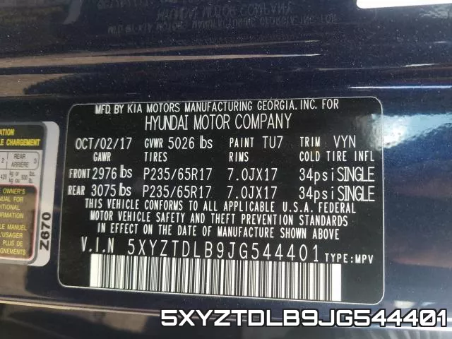 5XYZTDLB9JG544401 фото 2
