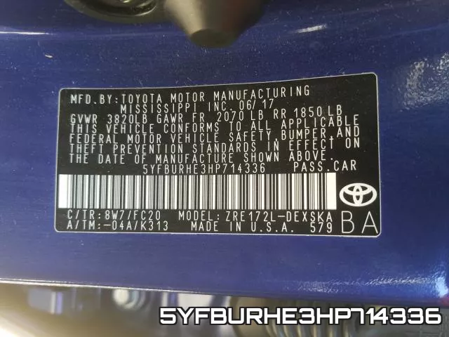 5YFBURHE3HP714336 фото 2