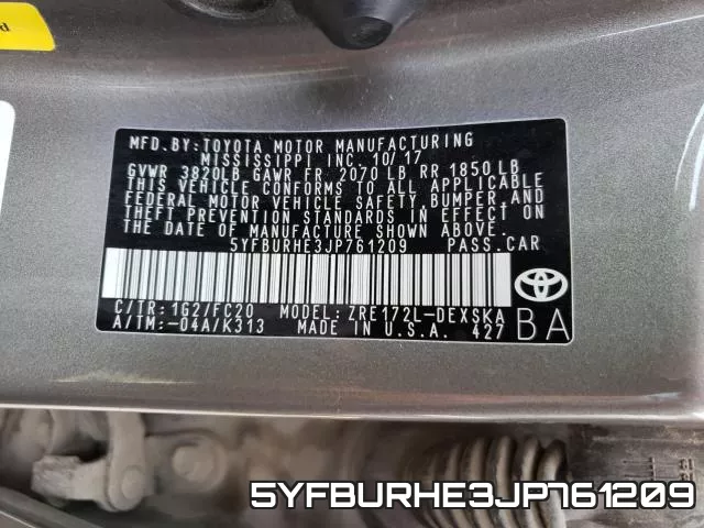 5YFBURHE3JP761209 фото 2