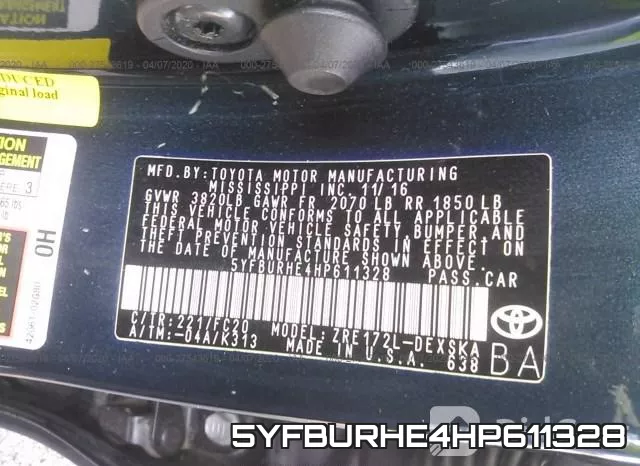 5YFBURHE4HP611328 фото 10