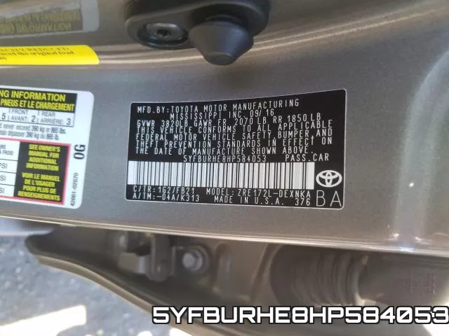 5YFBURHE8HP584053 фото 2