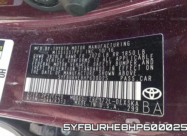 5YFBURHE8HP600025 фото 10