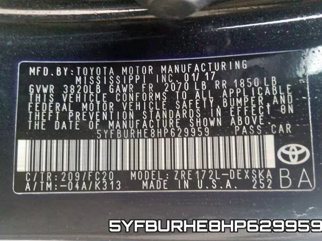 5YFBURHE8HP629959 фото 2