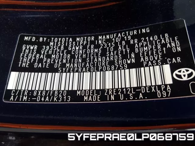 5YFEPRAE0LP068759 фото 2