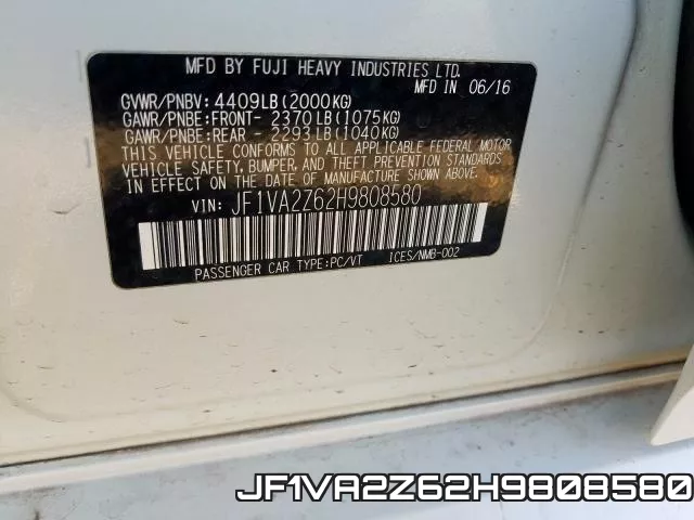 JF1VA2Z62H9808580 фото 2