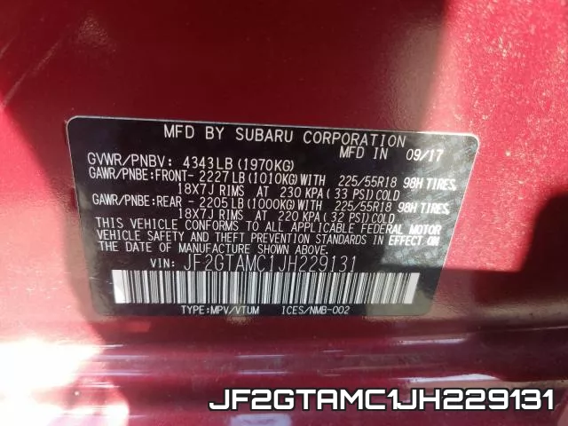 JF2GTAMC1JH229131 фото 2
