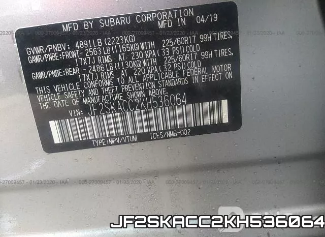 JF2SKACC2KH536064 фото 10