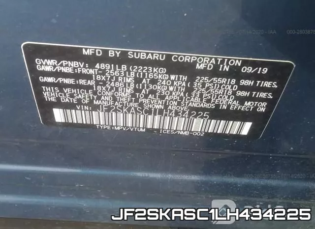 JF2SKASC1LH434225 фото 10