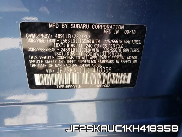 JF2SKAUC1KH418358 фото 2