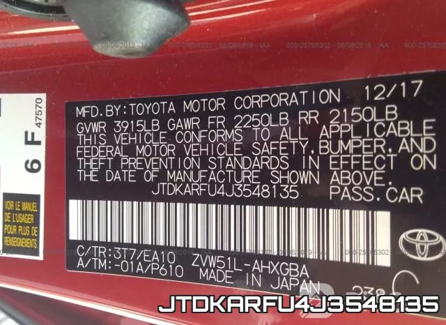 JTDKARFU4J3548135 фото 10