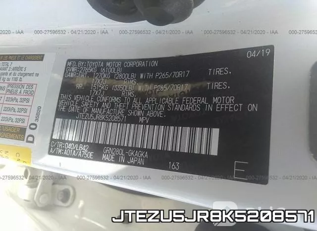 JTEZU5JR8K5208571 фото 10