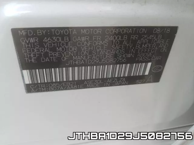 JTHBA1D29J5082756 фото 2