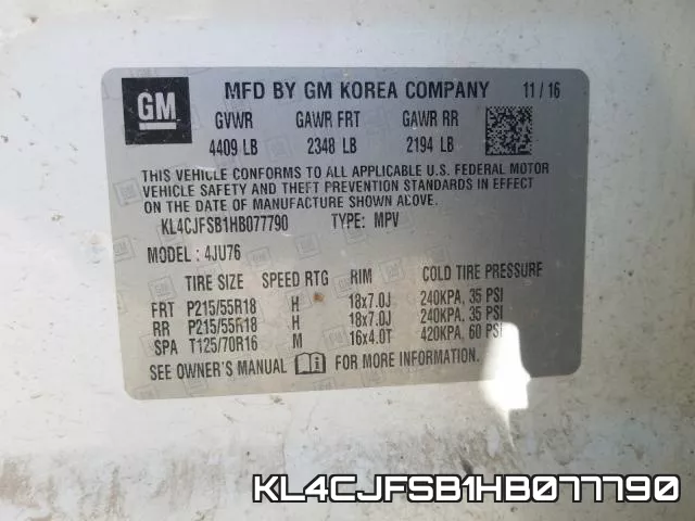 KL4CJFSB1HB077790 фото 2