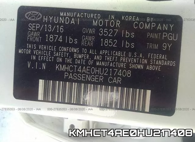 KMHCT4AE0HU217408 фото 10