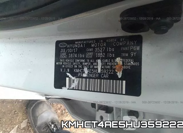 KMHCT4AE5HU359222 фото 10