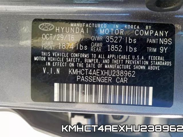 KMHCT4AEXHU238962 фото 2