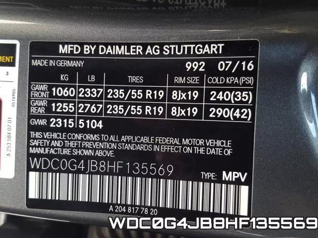 WDC0G4JB8HF135569 фото 2