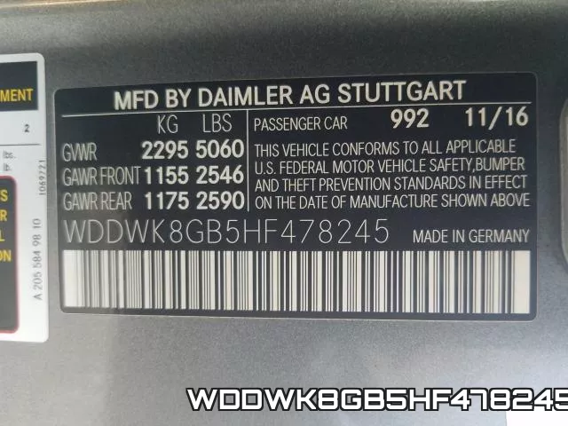 WDDWK8GB5HF478245 фото 2
