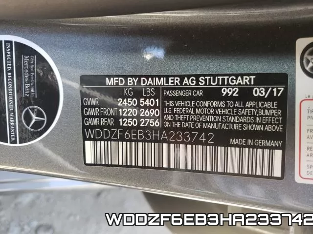 WDDZF6EB3HA233742 фото 2