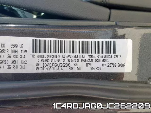 1C4RDJAG0JC262209 фото 2