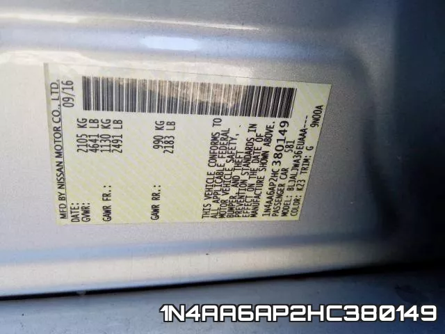 1N4AA6AP2HC380149 фото 2