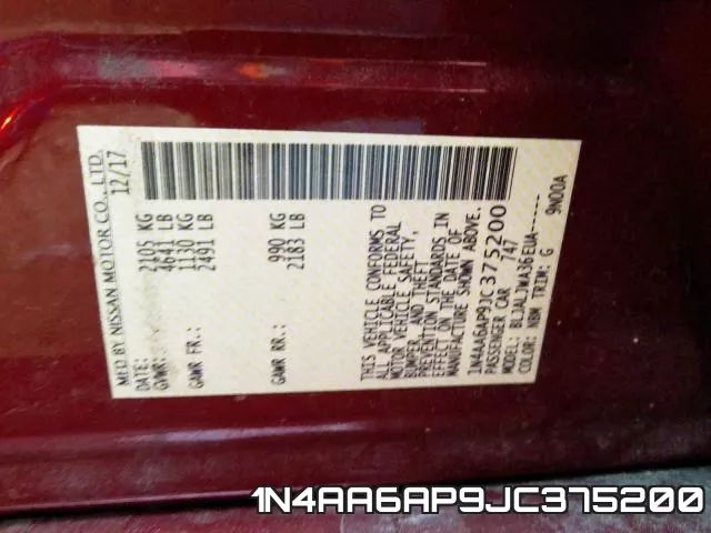 1N4AA6AP9JC375200 фото 2