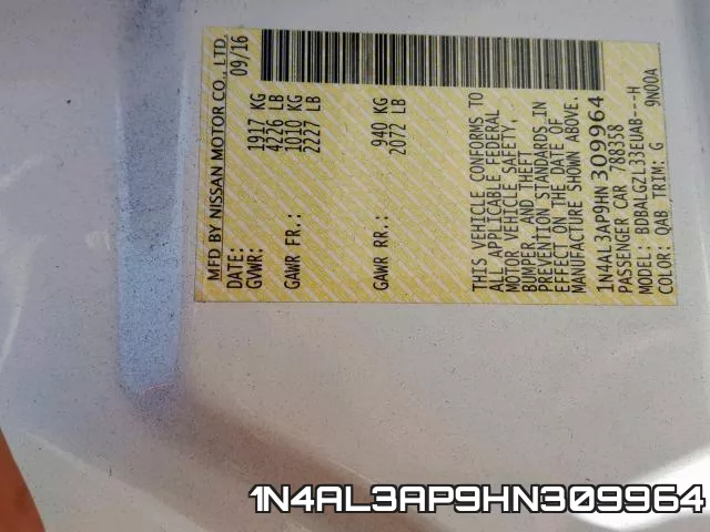 1N4AL3AP9HN309964 фото 2