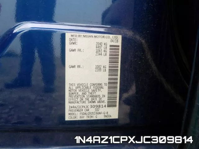1N4AZ1CPXJC309814 фото 2