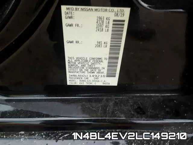 1N4BL4EV2LC149210 фото 2