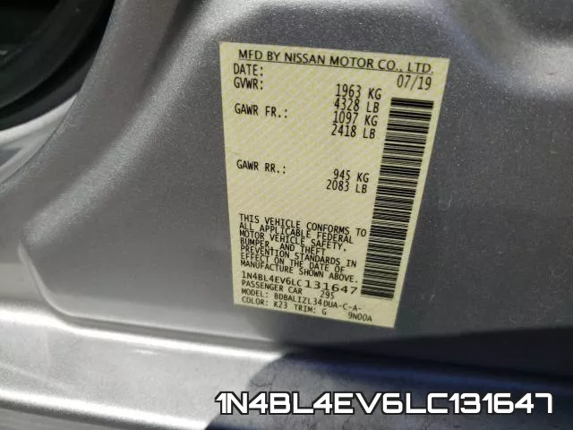 1N4BL4EV6LC131647 фото 2