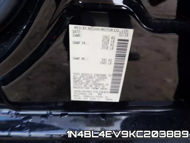 1N4BL4EV9KC203889 фото 2