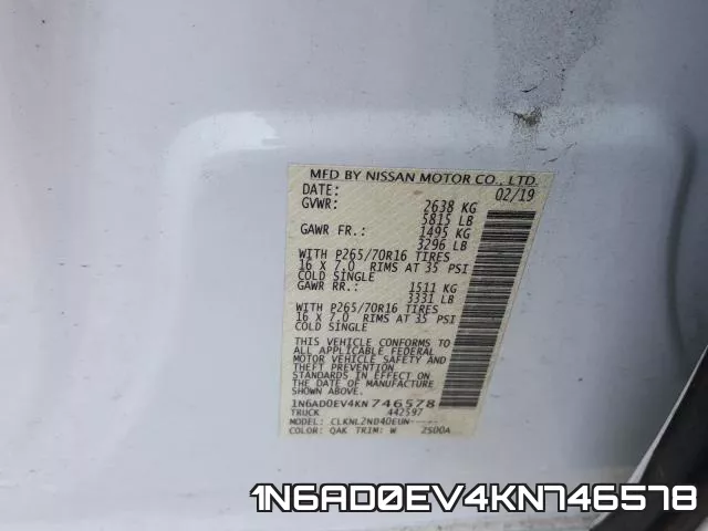 1N6AD0EV4KN746578 фото 2