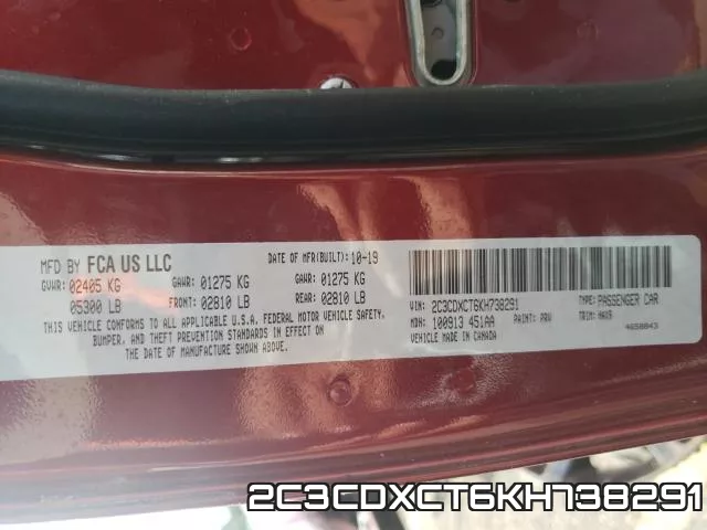 2C3CDXCT6KH738291 фото 2