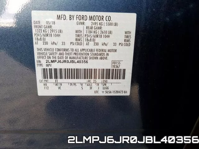 2LMPJ6JR0JBL40356 фото 2
