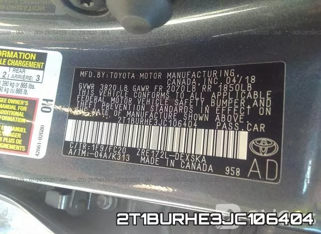2T1BURHE3JC106404 фото 10