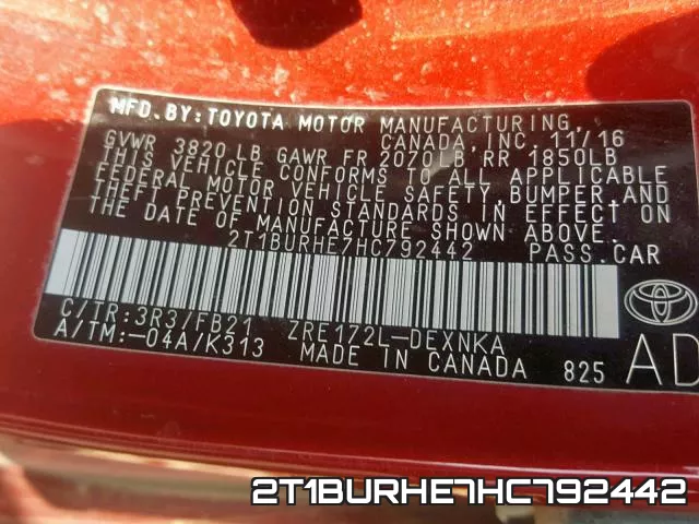 2T1BURHE7HC792442 фото 2