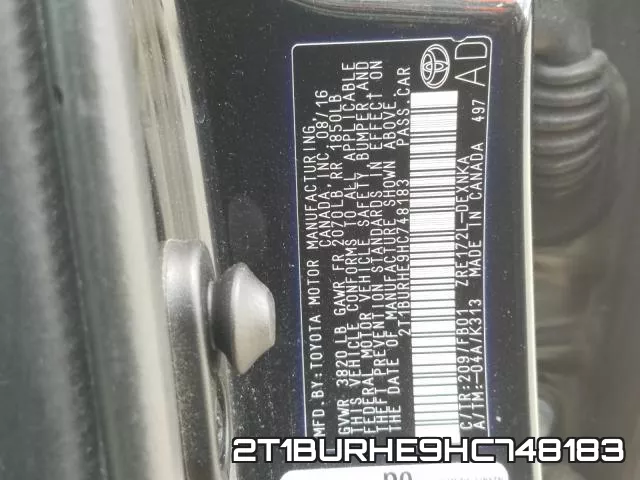 2T1BURHE9HC748183 фото 2