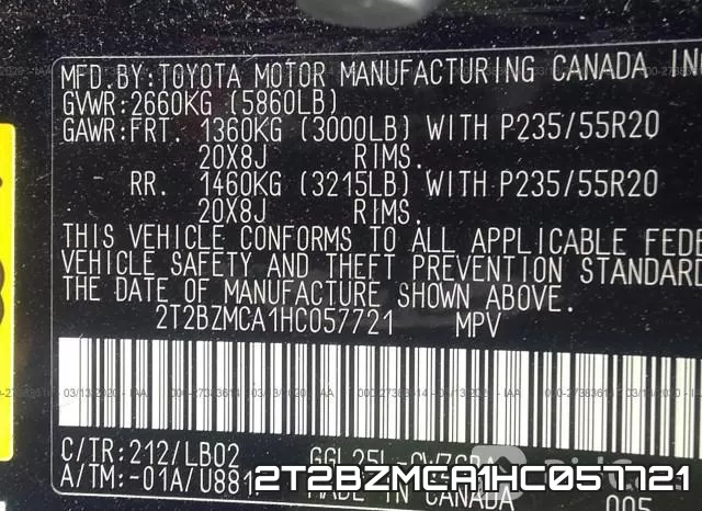 2T2BZMCA1HC057721 фото 10
