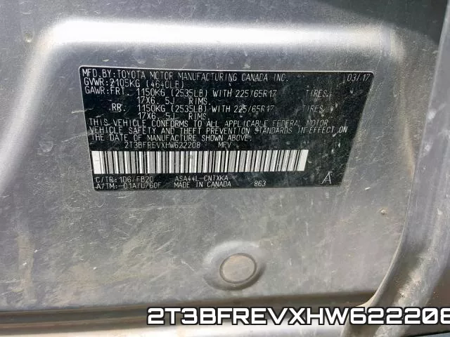 2T3BFREVXHW622208 фото 2