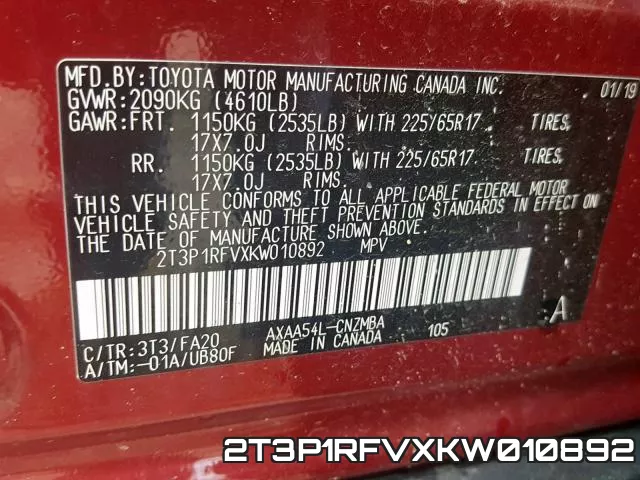 2T3P1RFVXKW010892 фото 2